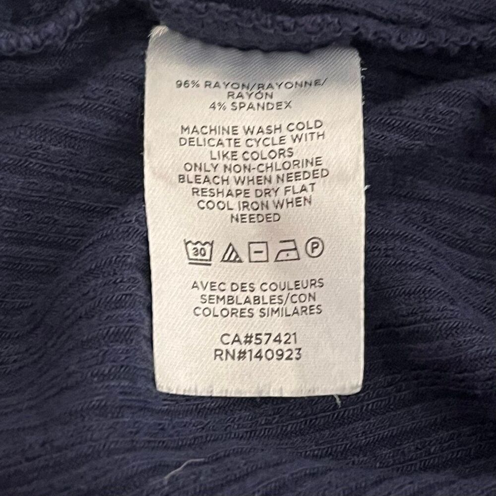 Loft Outlet Petite Navy Ribbed Tee With Ruffle Size LP - Picture 4 of 4